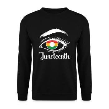 Juneteenth Black History Afroamerikaner - Unisex Pullover - Schwarz - Vorne - Alina (178cm) & Michal (187cm)