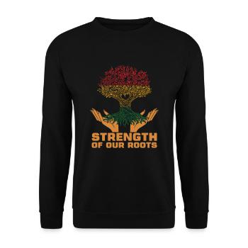 Stärke Unserer Wurzeln Schwarze Geschichte - Unisex Pullover - Schwarz - Vorne - Alina (178cm) & Michal (187cm)