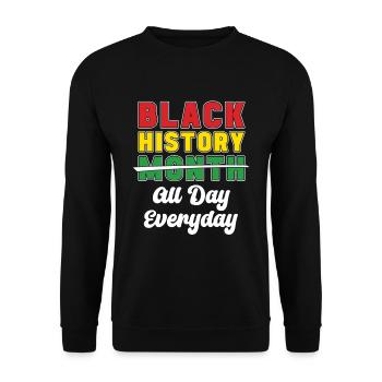 L’histoire des Noirs toute la journée, tous les jours - Sweat-shirt Unisexe - noir - Devant - Alina (178cm) & Michal (187cm)