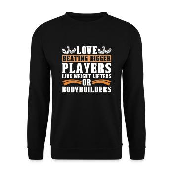 J’adore regarder des joueurs plus grands dans le bras de fer - Sweat-shirt Unisexe - noir - Devant - Alina (178cm) & Michal (187cm)