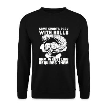 Certains sports jouent à la lutte avec Balls Arm - Sweat-shirt Unisexe - noir - Devant - Alina (178cm) & Michal (187cm)