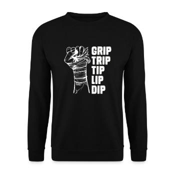 Grip Trip Tip Lip Dip Armwrestling Armwrestler - Unisex Pullover - Schwarz - Vorne - Alina (178cm) & Michal (187cm)