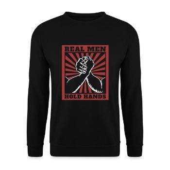 Real men holding hands arm wrestlers - Unisex Sweatshirt - black - Front - Alina (178cm) & Michal (187cm)