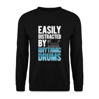Slightly distracted by rhythmic drums - Unisex Sweatshirt - black - Front - Alina (178cm) & Michal (187cm)