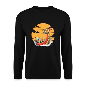 Sunset Dragon Boat Racing Paddlers Team Drummer - Unisex Sweatshirt - black - Front - Alina (178cm) & Michal (187cm)