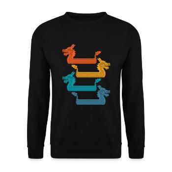 Retro-drachenboot-paddler, Die Kanu Paddeln - Unisex Pullover - Schwarz - Vorne - Alina (178cm) & Michal (187cm)