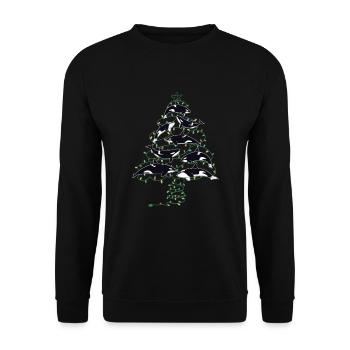 Orca Whale Christmastree Weihnachten Xmas Yulitede - Unisex Pullover - Schwarz - Vorne - Alina (178cm) & Michal (187cm)