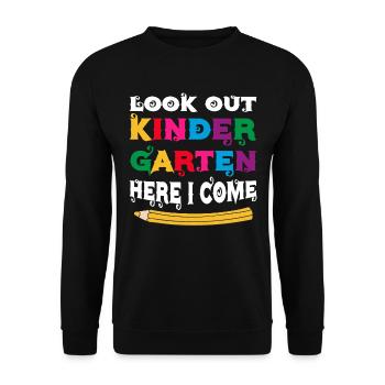 Kindergärtnerin-Kader, Der Spaß-Regenbogen-Farben - Unisex Pullover - Schwarz - Vorne - Alina (178cm) & Michal (187cm)