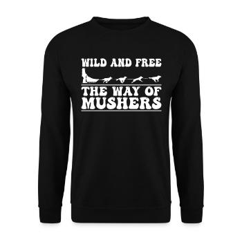 Alaska Mushing Dog Mushers Huskies - Sweat-shirt Unisexe - noir - Devant - Alina (178cm) & Michal (187cm)