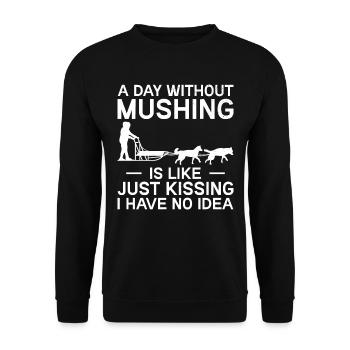Alaska Mushing Dog Mushers Huskies - Sweat-shirt Unisexe - noir - Devant - Alina (178cm) & Michal (187cm)