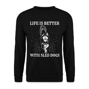 Alaska Mushing Dog Mushers Huskies - Sweat-shirt Unisexe - noir - Devant - Alina (178cm) & Michal (187cm)