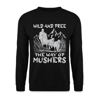 Alaska Mushing Dog Mushers Huskies - Sweat-shirt Unisexe - noir - Devant - Alina (178cm) & Michal (187cm)
