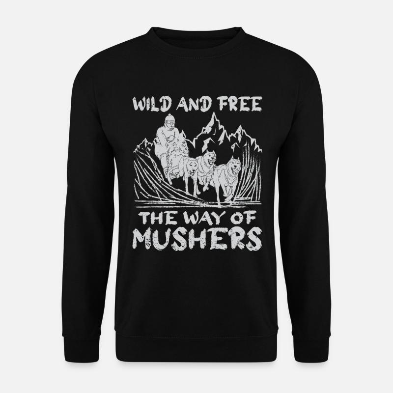 Alaska Mushing Hundeschlittenfahrer Huskies - Unisex Pullover - Schwarz