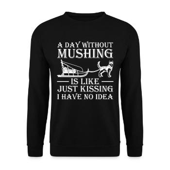 Alaska Mushing Dog Mushers Huskies - Sweat-shirt Unisexe - noir - Devant - Alina (178cm) & Michal (187cm)