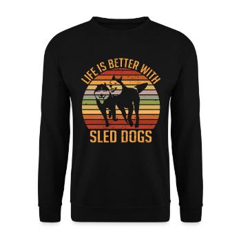 Alaska Mushing Dog Mushers Huskies - Sweat-shirt Unisexe - noir - Devant - Alina (178cm) & Michal (187cm)