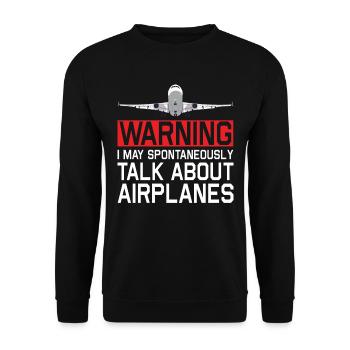 Warnung Ich Kann Spontan Über Flugzeuge Pilot - Unisex Pullover - Schwarz - Vorne - Alina (178cm) & Michal (187cm)