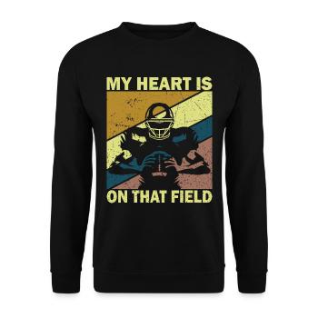My heart is on the field Footbal Quaterback - Unisex Sweatshirt - black - Front - Alina (178cm) & Michal (187cm)