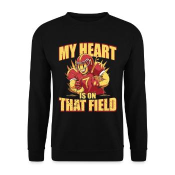 My heart is on the field Footbal Quaterback - Unisex Sweatshirt - black - Front - Alina (178cm) & Michal (187cm)