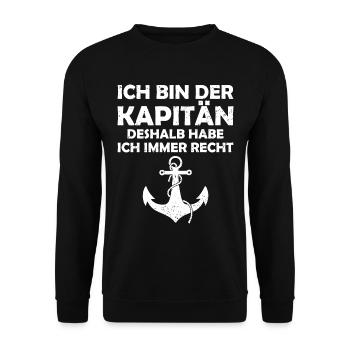 Kapitän Bootsschein Segeln Boot - Unisex Pullover - Schwarz - Vorne - Alina (178cm) & Michal (187cm)