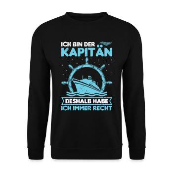 Kapitän Bootsschein Segeln Boot - Unisex Pullover - Schwarz - Vorne - Alina (178cm) & Michal (187cm)