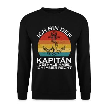 Kapitän Bootsschein Segeln Boot - Unisex Pullover - Schwarz - Vorne - Alina (178cm) & Michal (187cm)
