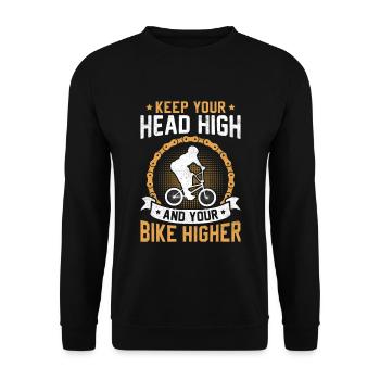 Halten Sie Ihren Kopf Hoch Und Ihr Fahrrad Höher - Unisex Pullover - Schwarz - Vorne - Alina (178cm) & Michal (187cm)