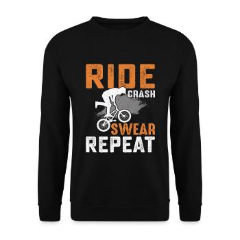 Ride Crash Swear Repetition Cyclist Bmx Rider - Unisex Sweatshirt - black - Front - Alina (178cm) & Michal (187cm)