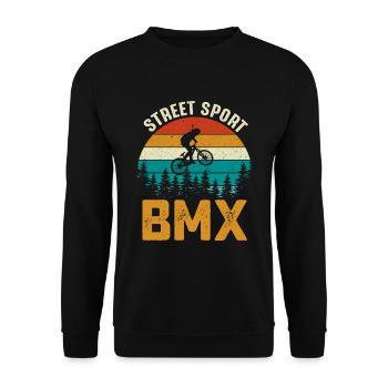 Vintage Street Sport BMX Rider - Unisex Sweatshirt - black - Front - Alina (178cm) & Michal (187cm)