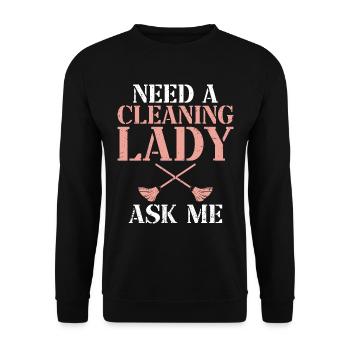 Cleaning lady Cleaners Cleaning specialist - Unisex Sweatshirt - black - Front - Alina (178cm) & Michal (187cm)