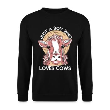 Nur Ein Junge Der Kühe Bauern Kuhkinder - Unisex Pullover - Schwarz - Vorne - Alina (178cm) & Michal (187cm)