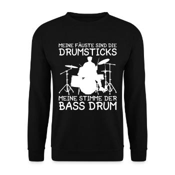 Drummer Drumsticks Schlagzeug Musiker - Unisex Pullover - Schwarz - Vorne - Alina (178cm) & Michal (187cm)