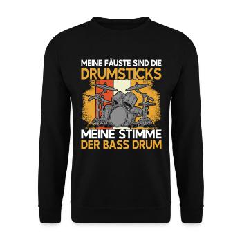 Drummer Drumsticks Schlagzeug Musiker - Unisex Pullover - Schwarz - Vorne - Alina (178cm) & Michal (187cm)