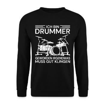 Drummer Drumsticks Schlagzeug Musiker - Unisex Pullover - Schwarz - Vorne - Alina (178cm) & Michal (187cm)