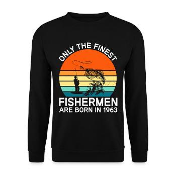 Né en 1963 Fischen Fischer Angler Angeln - Sweat-shirt Unisexe - noir - Devant - Alina (178cm) & Michal (187cm)