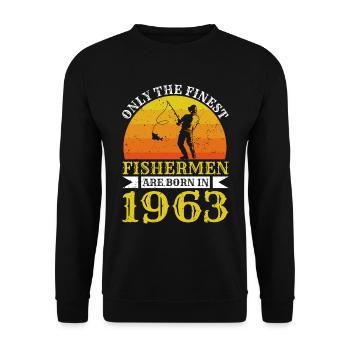 Né en 1963 Fischen Fischer Angler Angeln - Sweat-shirt Unisexe - noir - Devant - Alina (178cm) & Michal (187cm)