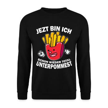 Pommes Frites Pommes Fast Food Ketchup Mayo - Unisex Pullover - Schwarz - Vorne - Alina (178cm) & Michal (187cm)