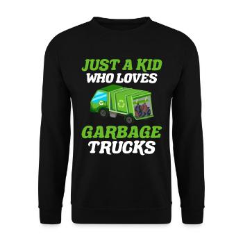 Garbage truck Just a boy who loves garbage trucks - Unisex Sweatshirt - black - Front - Alina (178cm) & Michal (187cm)