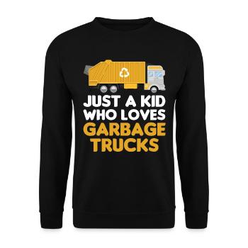 Garbage truck Just a boy who loves garbage trucks - Unisex Sweatshirt - black - Front - Alina (178cm) & Michal (187cm)