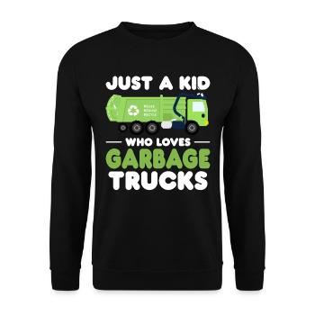 Garbage truck Just a boy who loves garbage trucks - Unisex Sweatshirt - black - Front - Alina (178cm) & Michal (187cm)