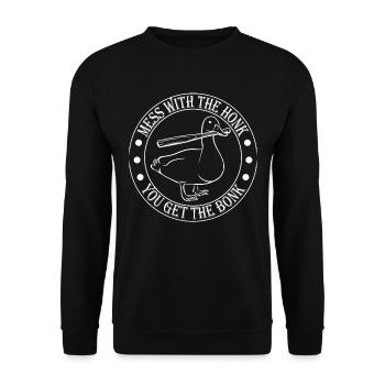 Gänse Messe Gans Geschenk - Unisex Pullover - Schwarz - Vorne - Alina (178cm) & Michal (187cm)