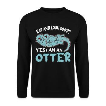 Fischotter Tier River Otter Im Freien Natur - Unisex Pullover - Schwarz - Vorne - Alina (178cm) & Michal (187cm)