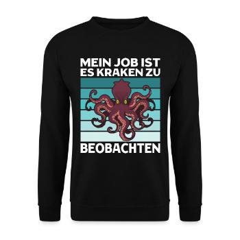 Meeresbiologe Meeresforscher Oktopus Meerestier - Unisex Pullover - Schwarz - Vorne - Alina (178cm) & Michal (187cm)