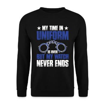 Mon temps en uniforme est terminé policier - Sweat-shirt Unisexe - noir - Devant - Alina (178cm) & Michal (187cm)