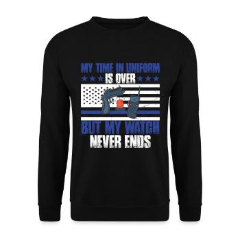 Mon temps en uniforme est terminé policier - Sweat-shirt Unisexe - noir - Devant - Alina (178cm) & Michal (187cm)