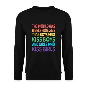 the world has bigger problems - Unisex Pullover - Schwarz - Vorne - Alina (178cm) & Michal (187cm)