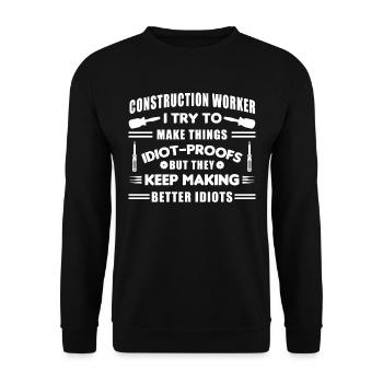 Conception de construction pour hommes Papa Ouvrier de la construction - Sweat-shirt Unisexe - noir - Devant - Alina (178cm) & Michal (187cm)