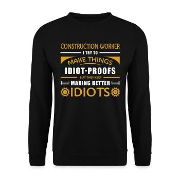 Conception de construction pour hommes Papa Ouvrier de la construction - Sweat-shirt Unisexe - noir - Devant - Alina (178cm) & Michal (187cm)