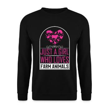 Filles, animaux de ferme, vaches, cochons, chèvres - Sweat-shirt Unisexe - noir - Devant - Alina (178cm) & Michal (187cm)