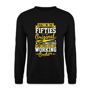 Built In Fifties 50's Birthday - Unisex Sweatshirt - black - Front - Alina (178cm) & Michal (187cm)