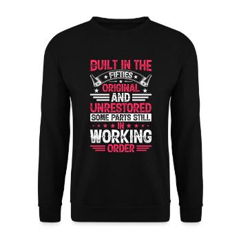 Built In Fifties 50's Birthday - Unisex Sweatshirt - black - Front - Alina (178cm) & Michal (187cm)